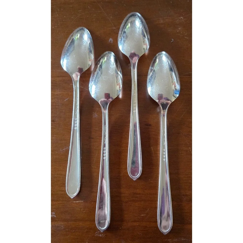 Nobility Plate Royal Rose Silver Plated Teaspoons Set of 4 Oneida Vintage
